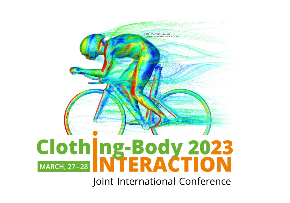 Draw of a cyclist for the Clothing-Body Interaction 2023 official poster